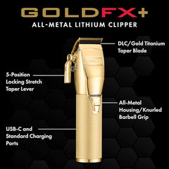 BaBylissPRO GOLDFX+ DLC/Titanium gold blade provides precise, smooth fades.