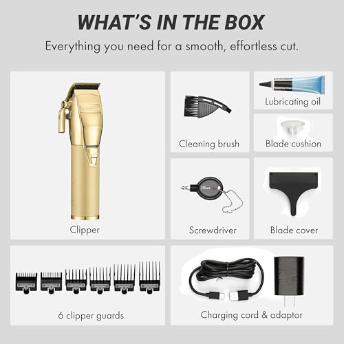 BaBylissPRO GOLDFX+ N1 brushless motor enables efficient, consistent cutting.