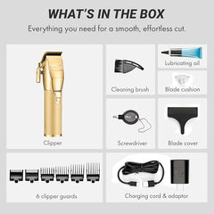 BaBylissPRO GOLDFX+ N1 brushless motor enables efficient, consistent cutting.