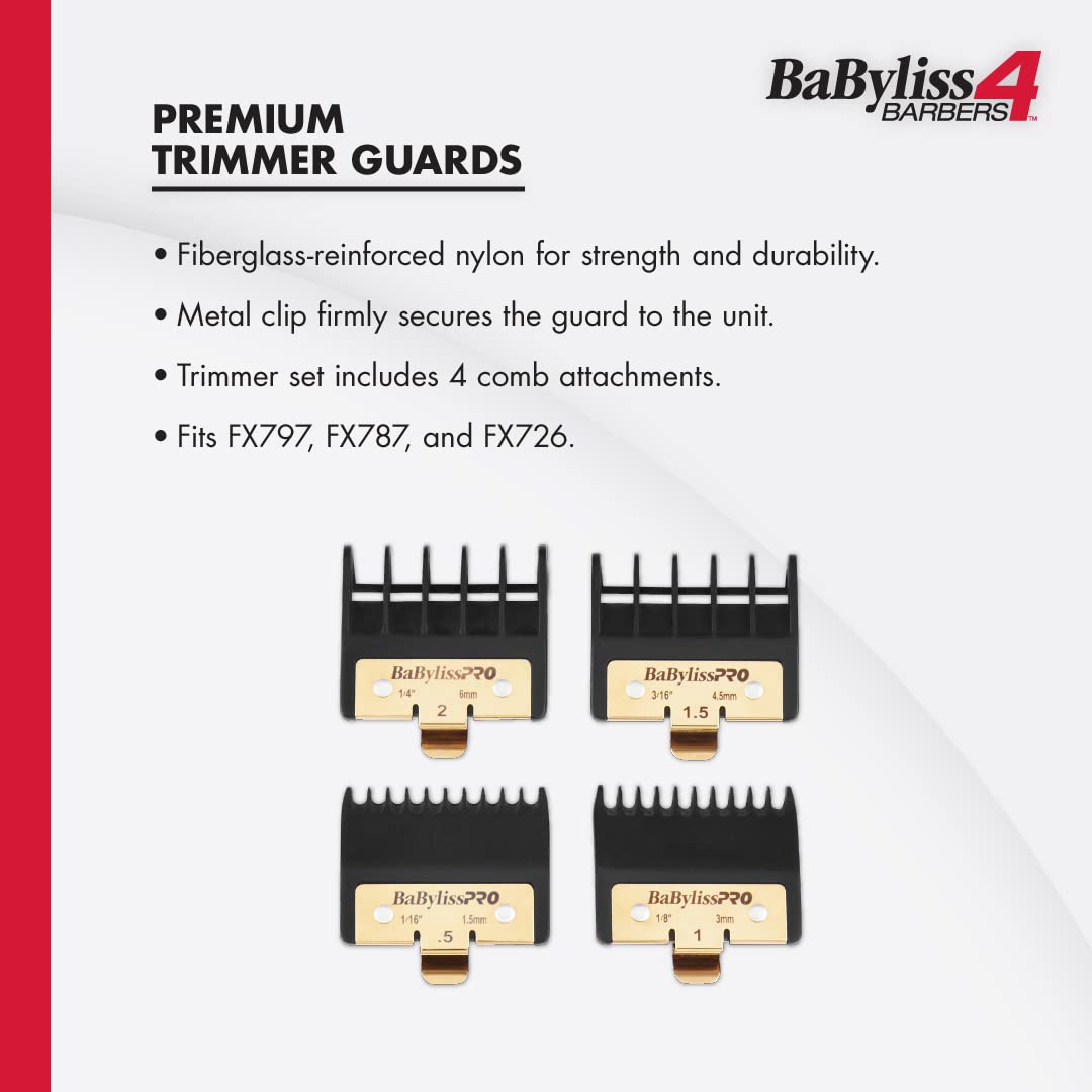 BaBylissPRO guards packaging displays four size attachments included.