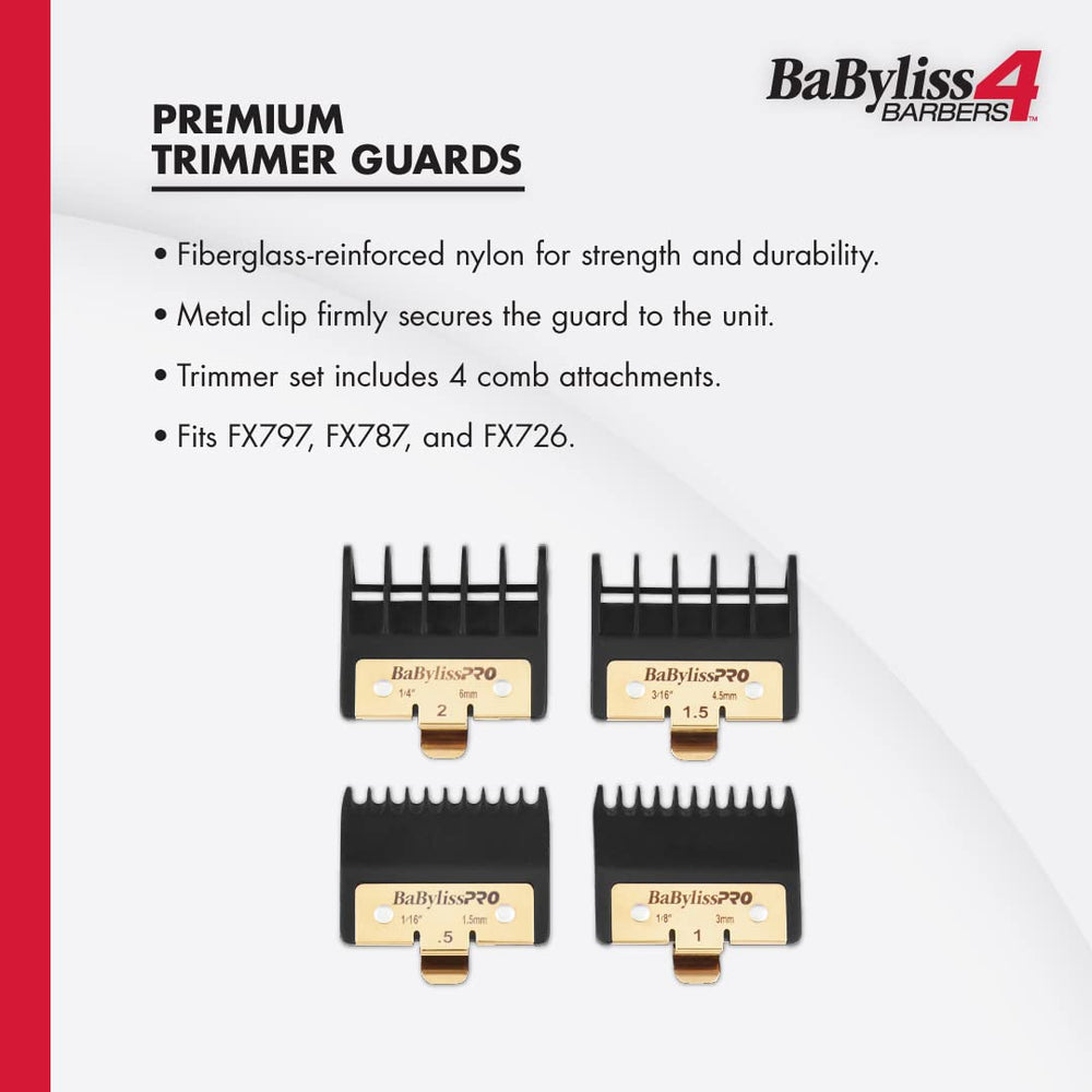 BaBylissPRO guards packaging displays four size attachments included.