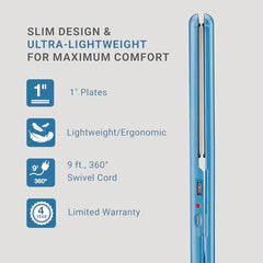 BaBylissPRO flat iron heat settings up to 450F for versatile looks.