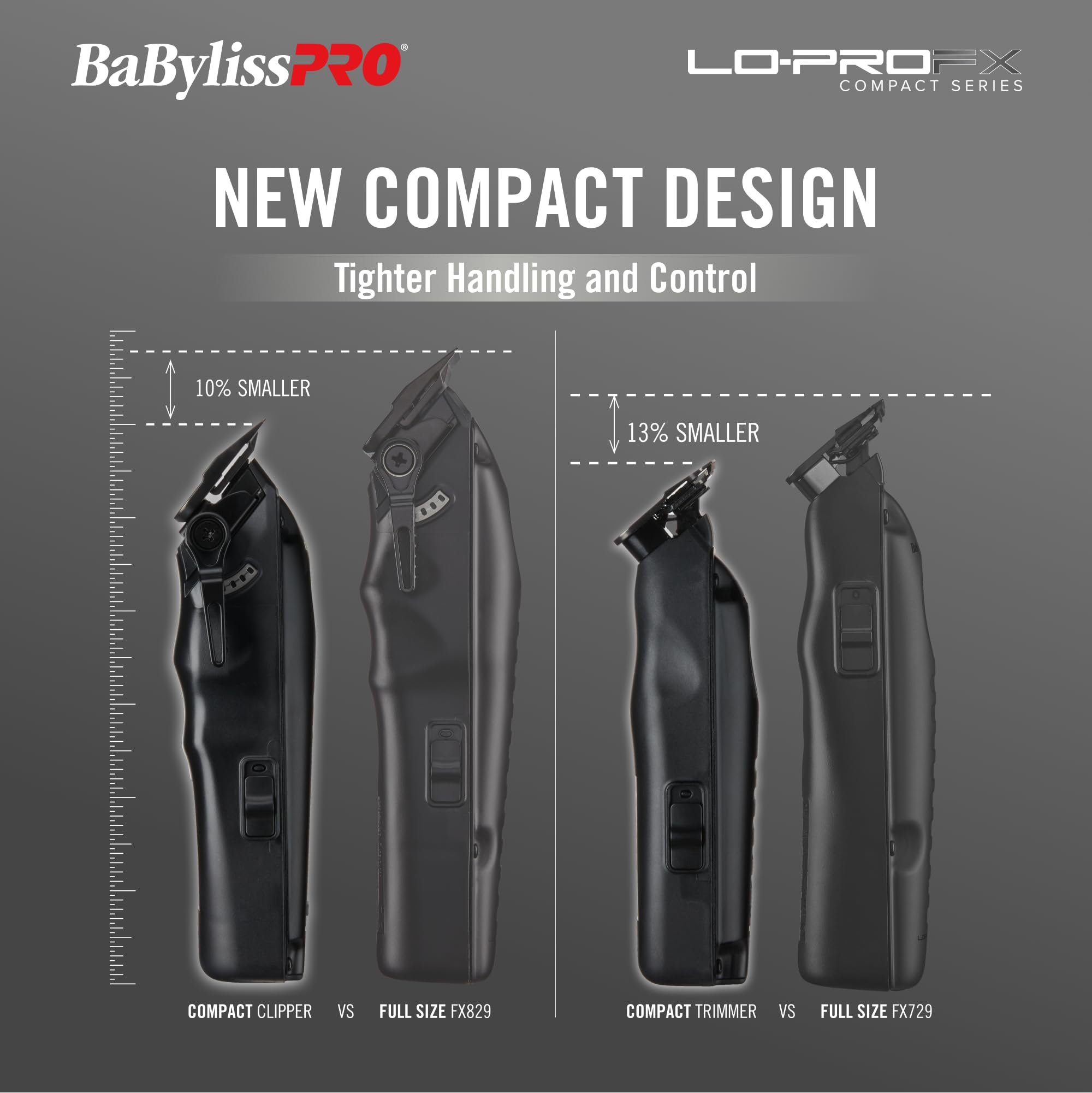 BaBylissPRO LO-PROFX deep-tooth T-blade on the trimmer enables precise detailing.