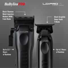 BaBylissPRO LO-PROFX trimmer matte black for sharp lines and detailing.