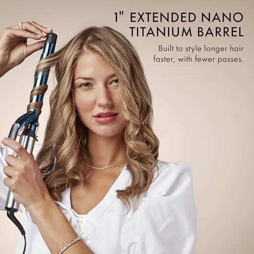 BaBylissPRO curling iron shows digital temperature control for precise heat.