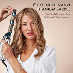 BaBylissPRO curling iron shows digital temperature control for precise heat.