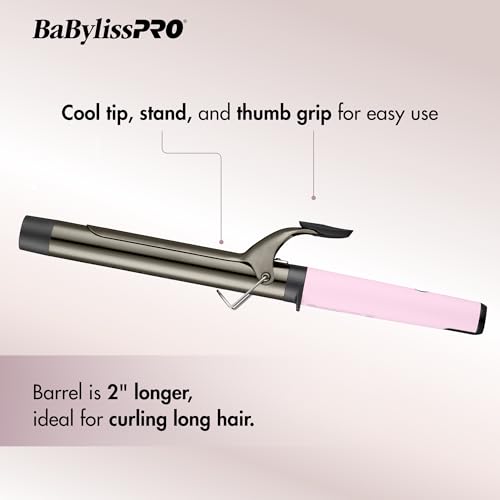BaBylissPRO Nano Titanium extended-barrel curling iron designed for loose curls on long hair
