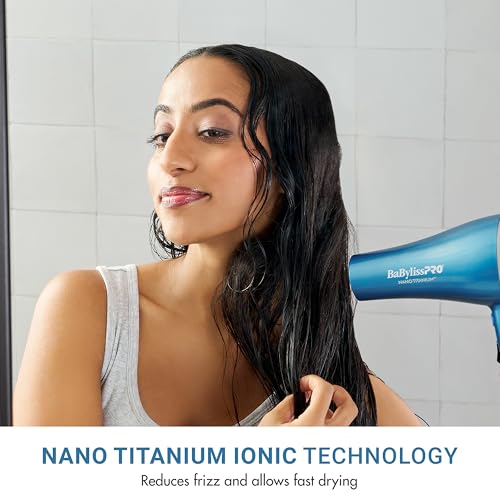 BaBylissPRO Nano Titanium Hair Dryer back view, balanced weight for comfortable use