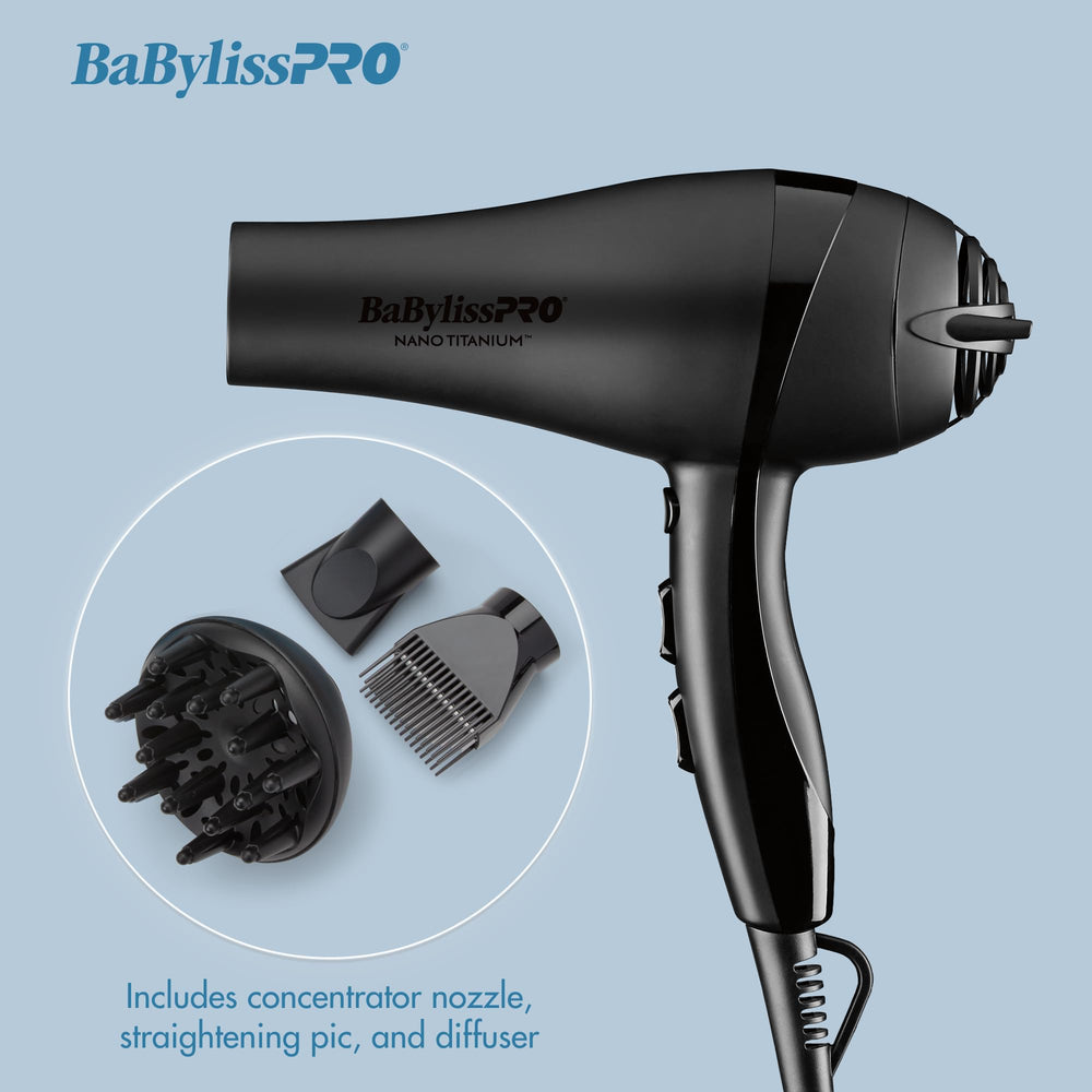 BaBylissPRO Nano Titanium Hair Dryer cord, long reach for salon workflows