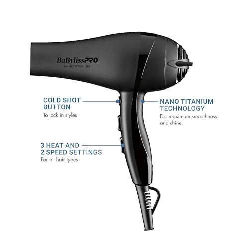 BaBylissPRO Nano Titanium Hair Dryer side profile, compact professional design