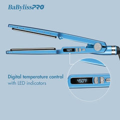 BaBylissPRO Nano Titanium Ionic Straightener LED settings panel for precise heat control