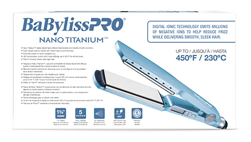 BaBylissPRO Nano Titanium Ionic Straightener Ryton housing resists heat