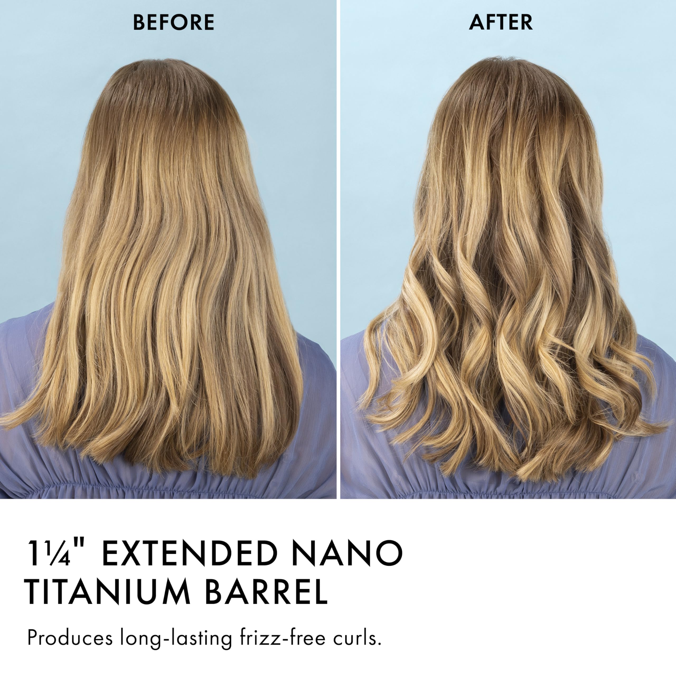 BaBylissPRO Nano Titanium long-barrel iron 8-foot cord for easy maneuvering.