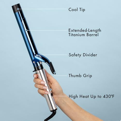 BaBylissPRO Nano Titanium long-barrel iron with five digital temperature settings for versatile hair types.
