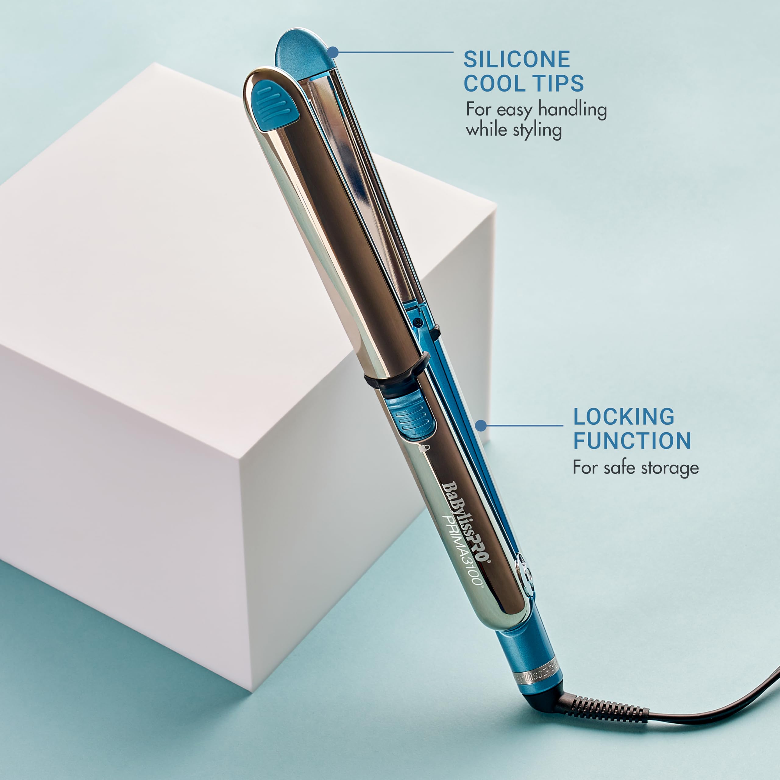 BaBylissPRO Nano Titanium Prima3100 9-foot swivel cord offers professional maneuverability.