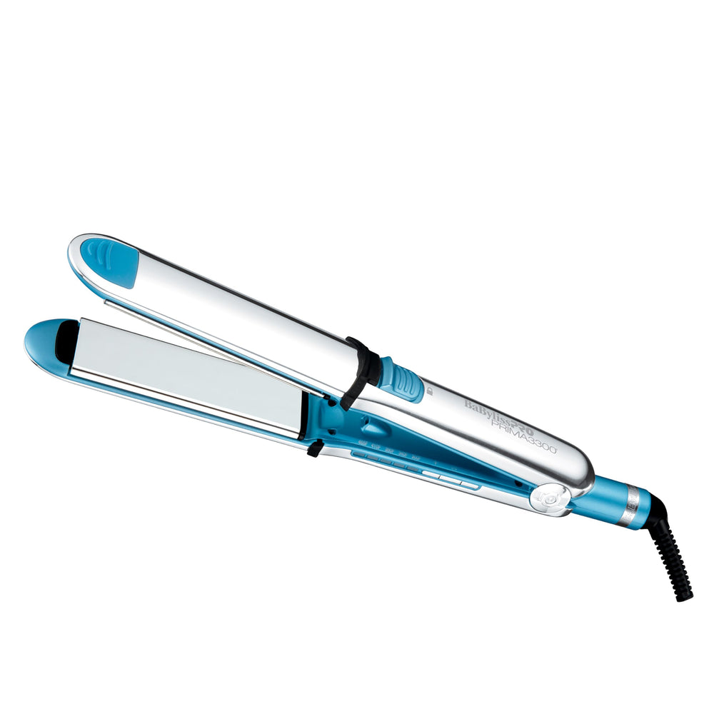 BaBylissPRO Prima3300 flat iron shows premium outer housing and professional styling capability.
