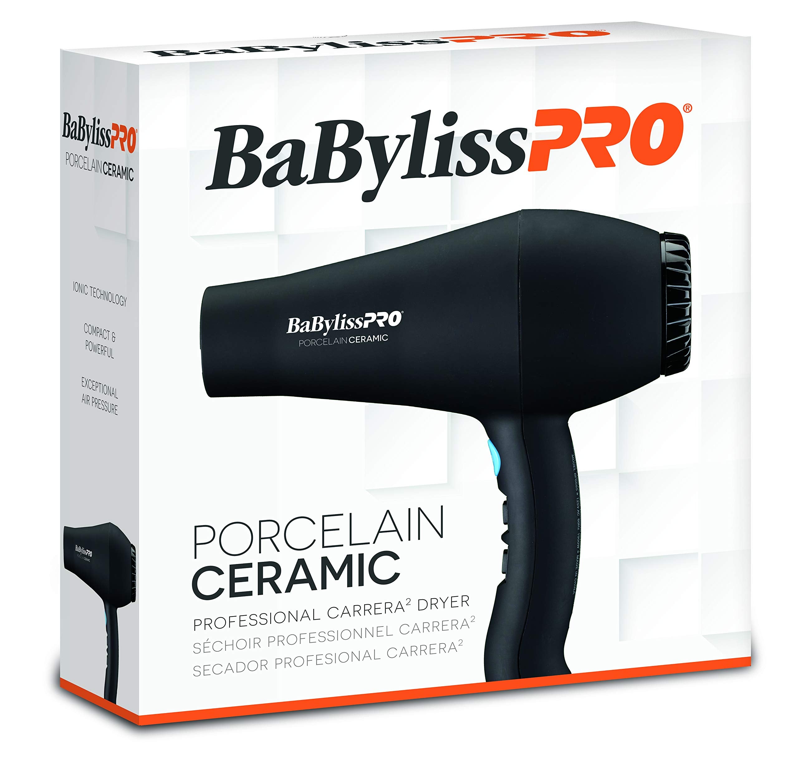 BaBylissPRO Carrera2 dryer heat settings showing six options for versatile drying