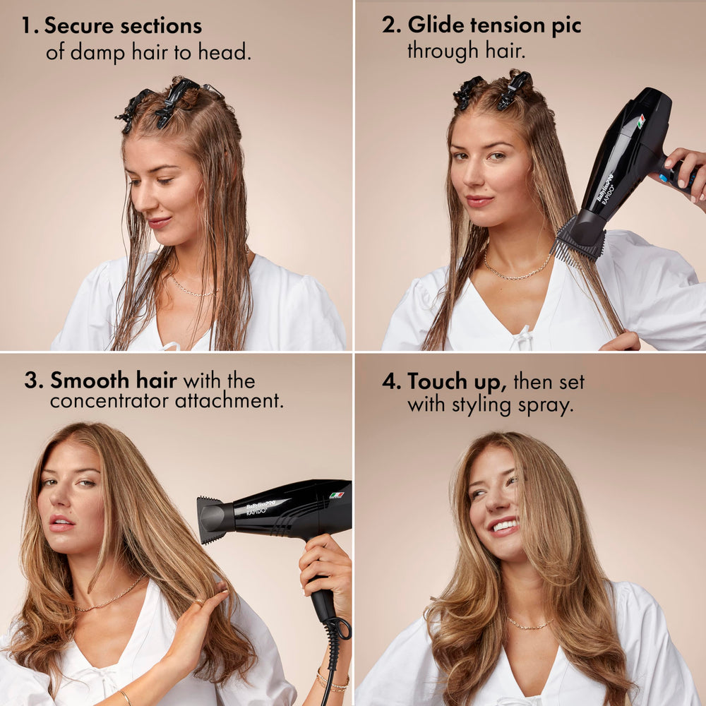 BaBylissPRO Rapido cold shot button locks in style without extra heat