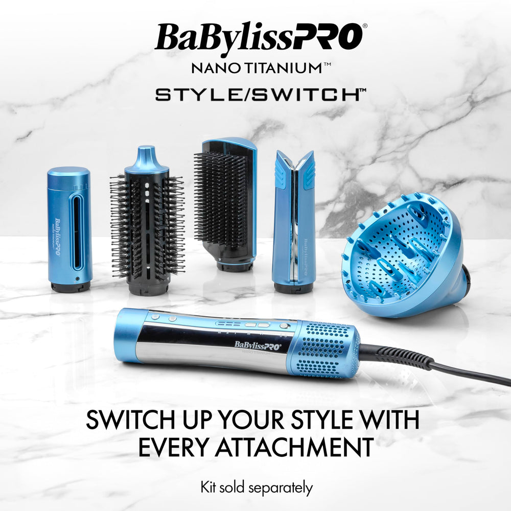 BaBylissPRO Style Switch Curl attachment includes two barrels for versatility.
