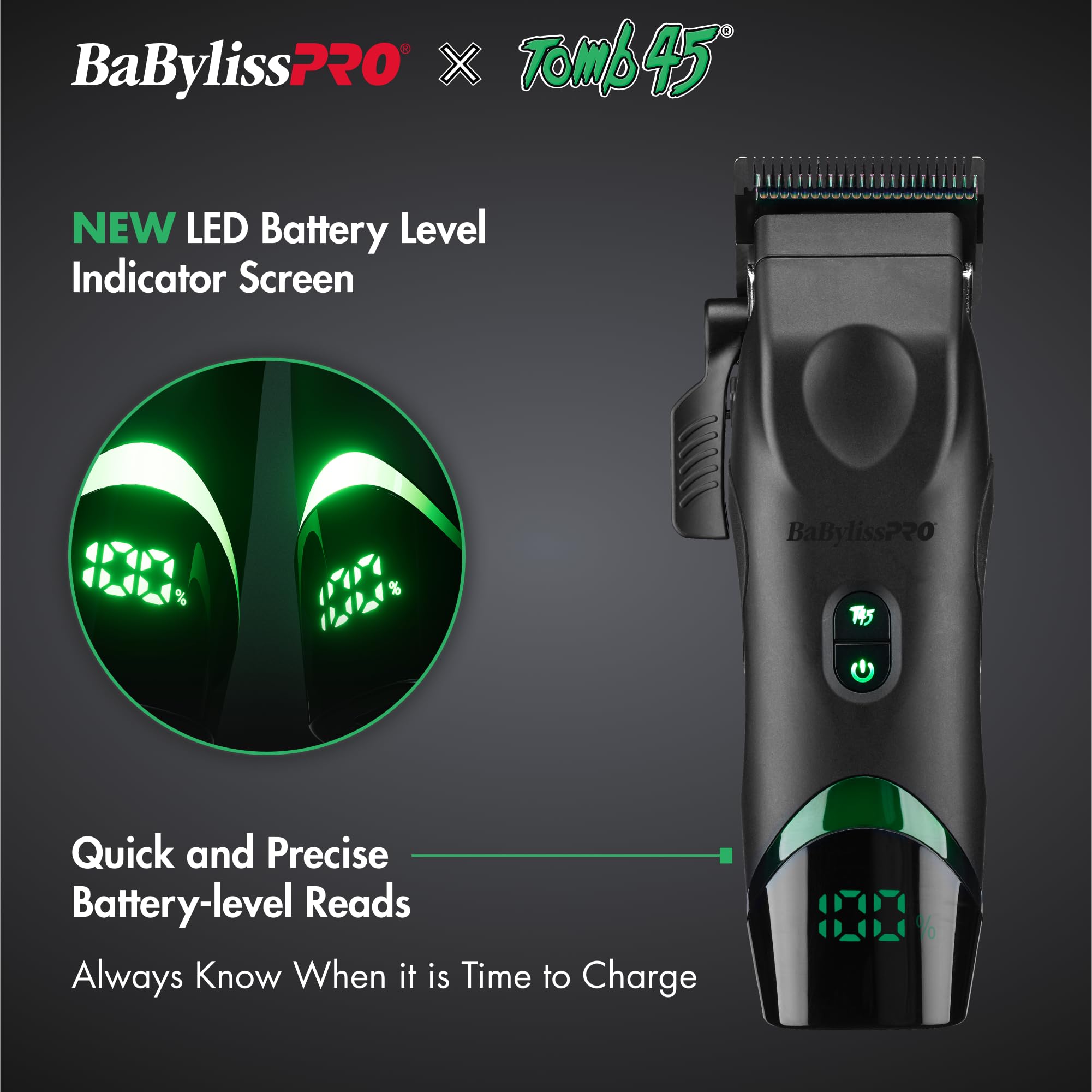 BaBylissPRO Tomb45 ergonomic rubber grip for comfortable use