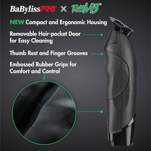 BaBylissPRO Tomb45 trimmer side view showing ergonomic grip for comfort