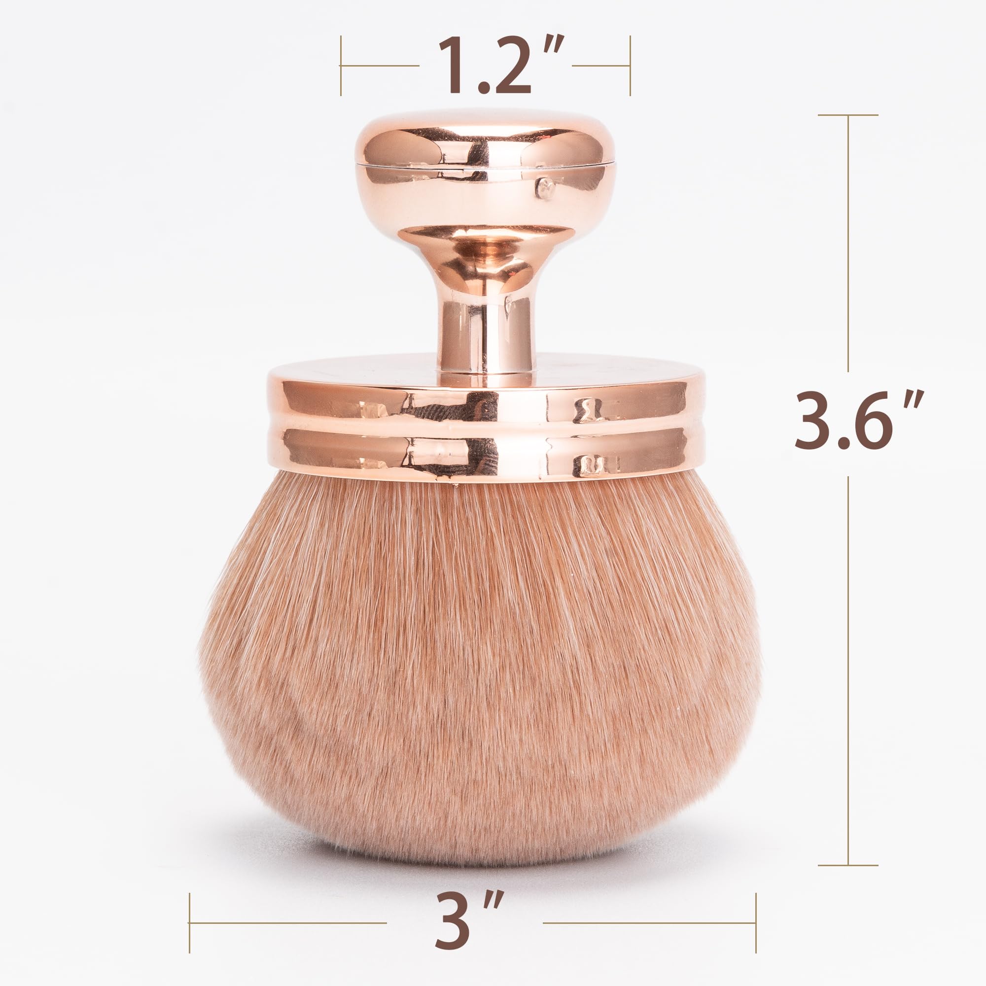 Rose-gold Babysheep brush head blends self tanner on legs and torso