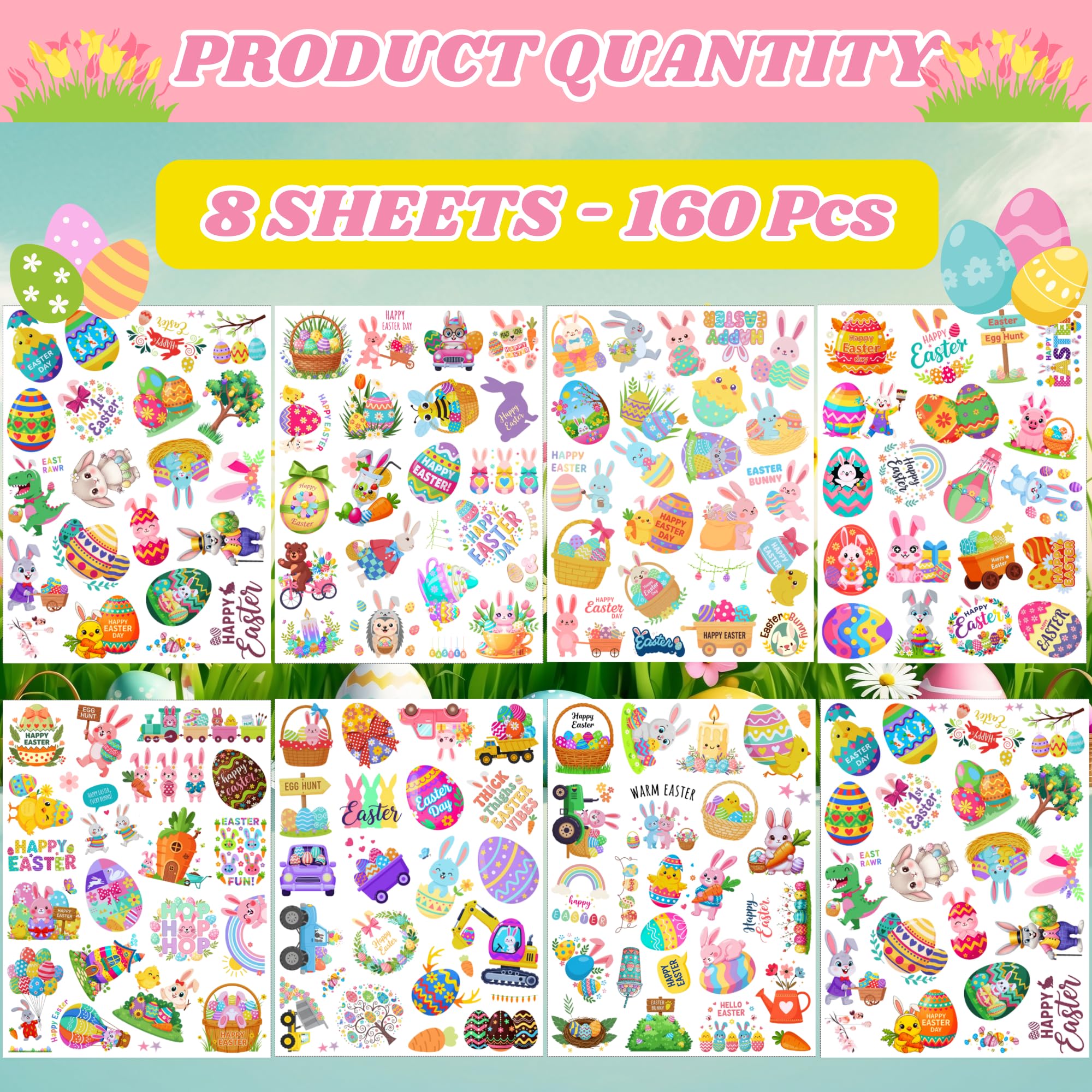 Backtopeia Easter tattoos multi-sheet pack design for versatile party favors.