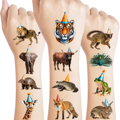 Backtopeia tatuajes-animales-jungla-varios-disenos permiten manualidades divertidas en fiestas infantiles.