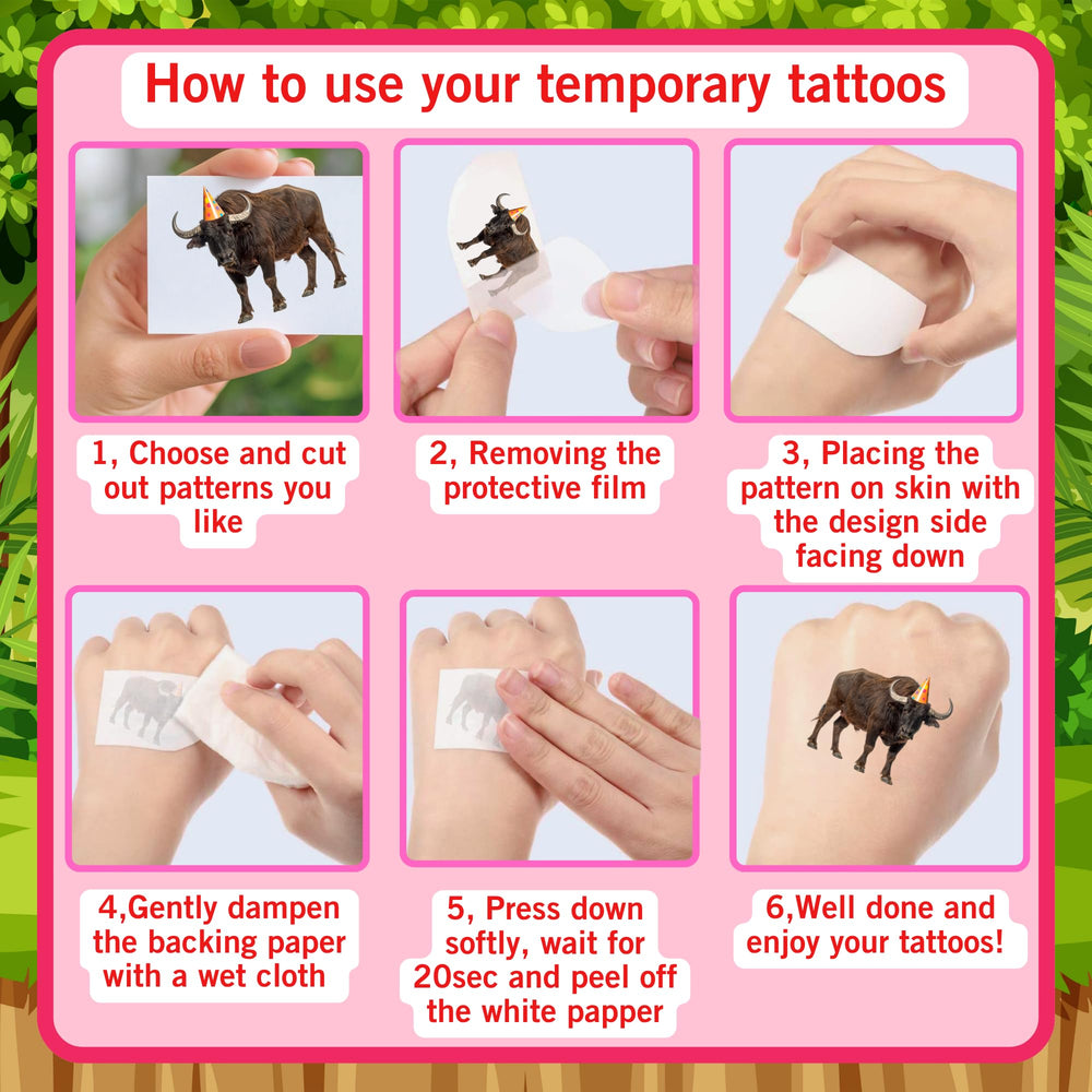Backtopeia tatuajes-animales-para-ninos: opción colorida y segura para exploradores jóvenes.