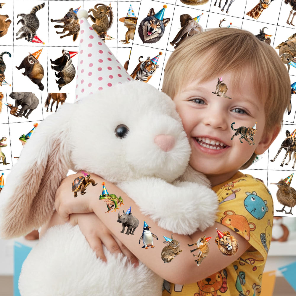 Backtopeia tatuajes-animales-zoo-favor: recuerdo seguro para invitados jóvenes.