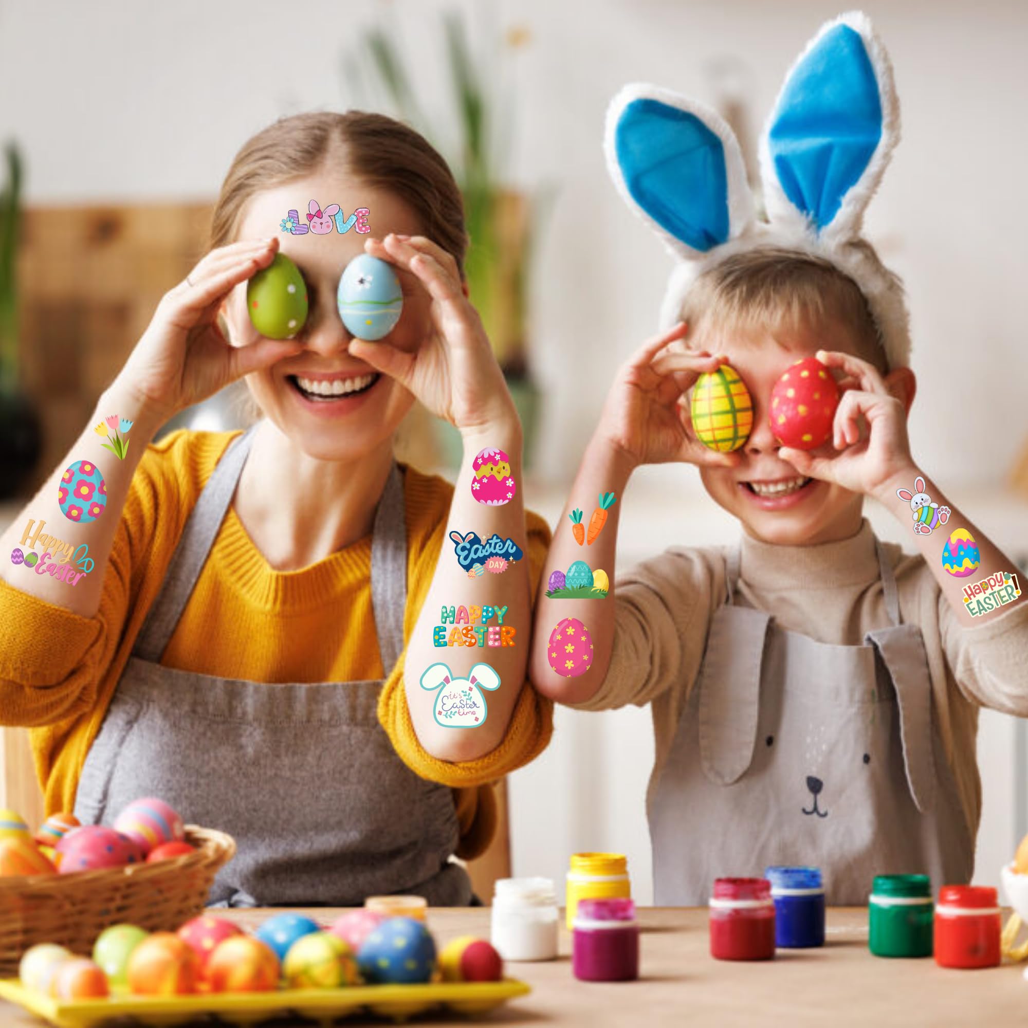 Tatuajes Backtopeia Pascua huevos coloridos: perfectos para regalos y fiestas escolares