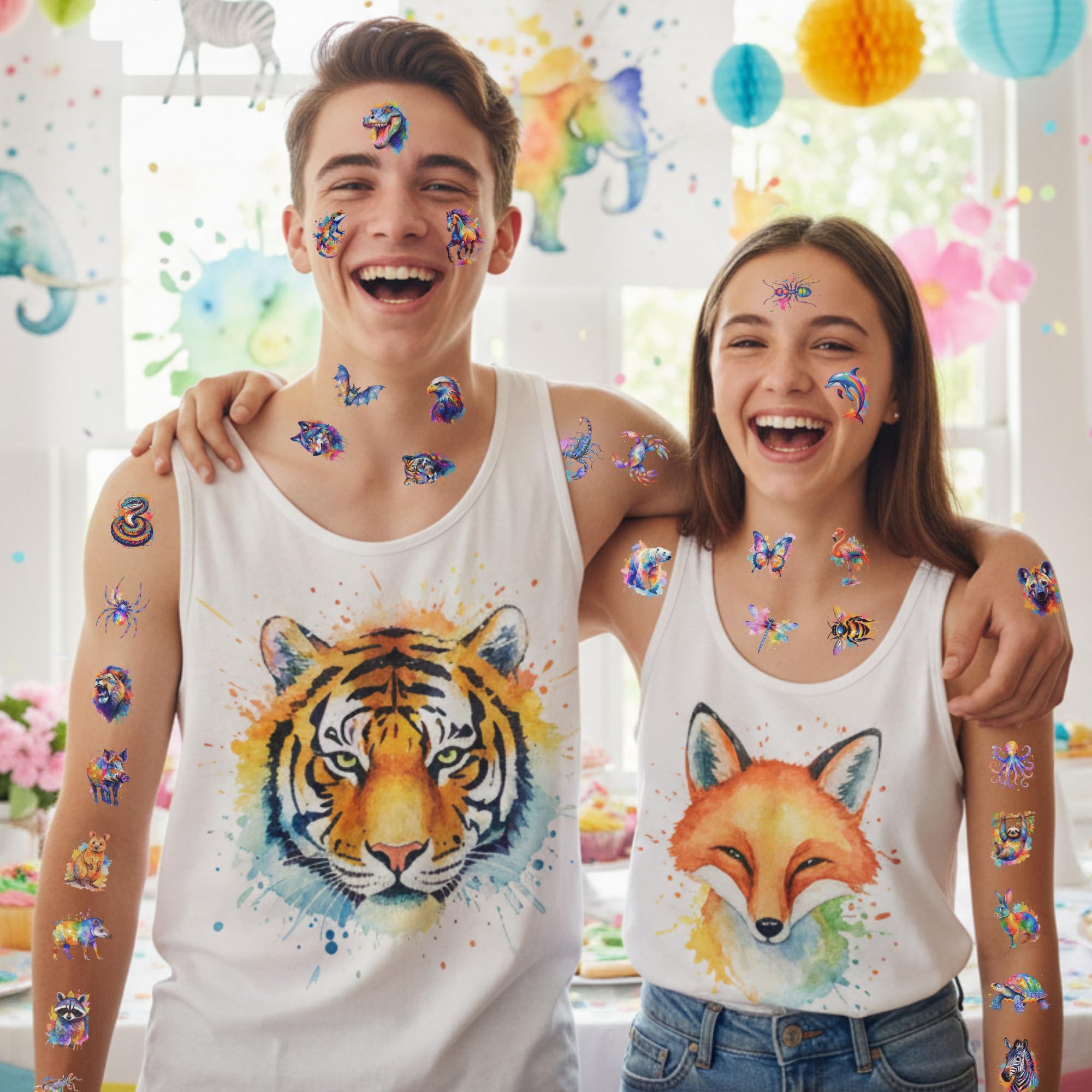Backtopeia tatuajes pre-cortados jungla acuarela: fáciles de aplicar en minutos