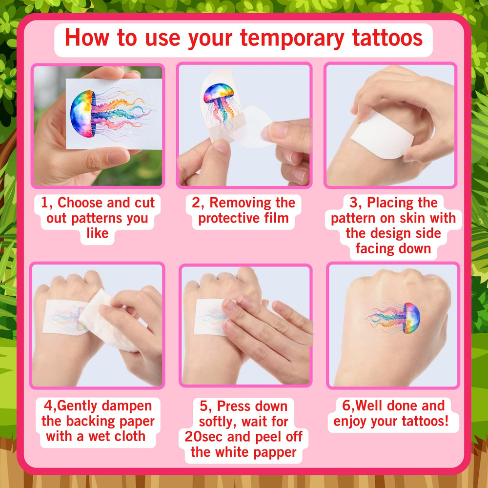 Backtopeia tatuajes temporales para niños y adultos selva: diseño suave y seguro para la piel