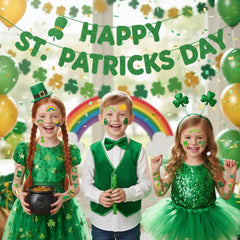 Backtopeia tatuajes temporales San Patricio, hojas2, diversión instantánea para niños y adultos.
