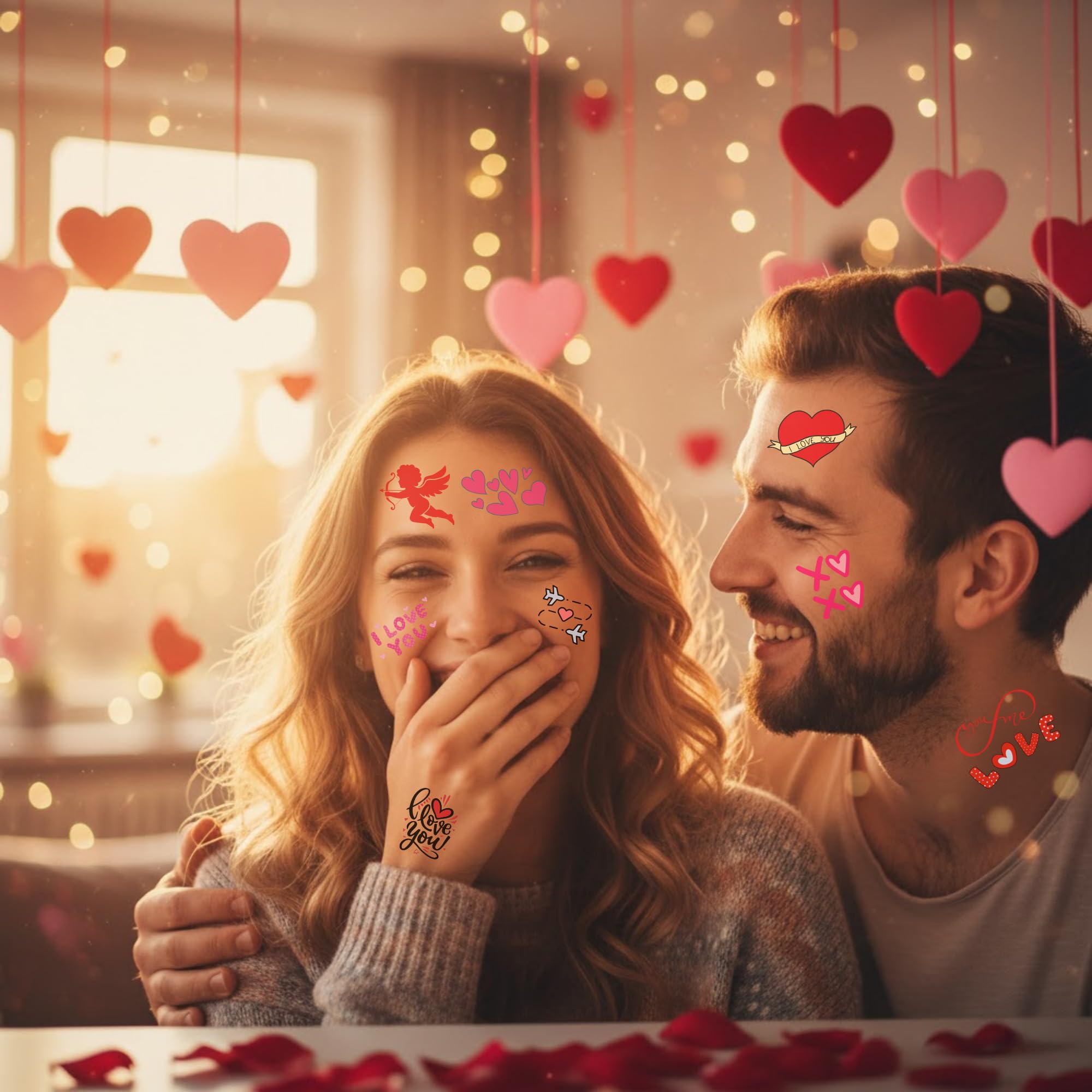 Backtopeia Valentine tattoos rose lips design boosts playful photo moments