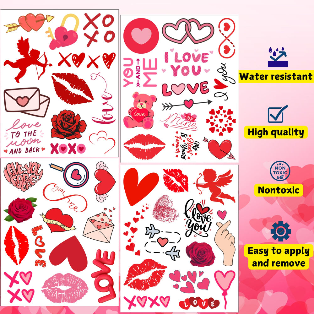 Backtopeia Valentine tattoos table display adds color to decor