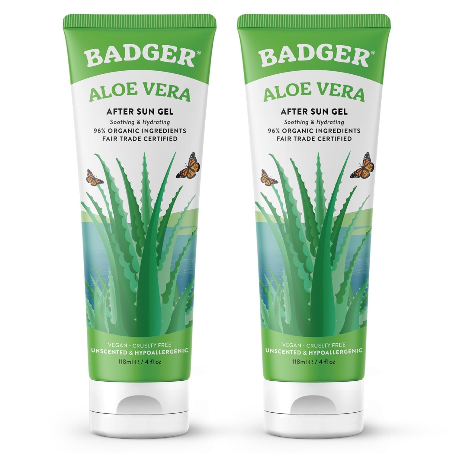 Badger Aloe Vera Gel frente: alivio suave para piel sensible y fresca.