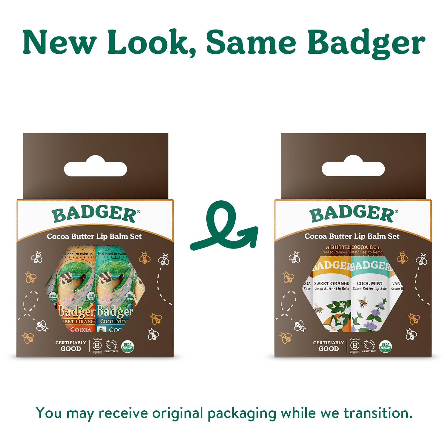 Bálsamo labial Badger menta, sensación fresca.