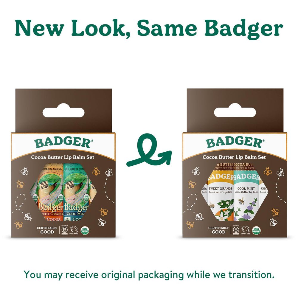 Bálsamo labial Badger menta, sensación fresca.