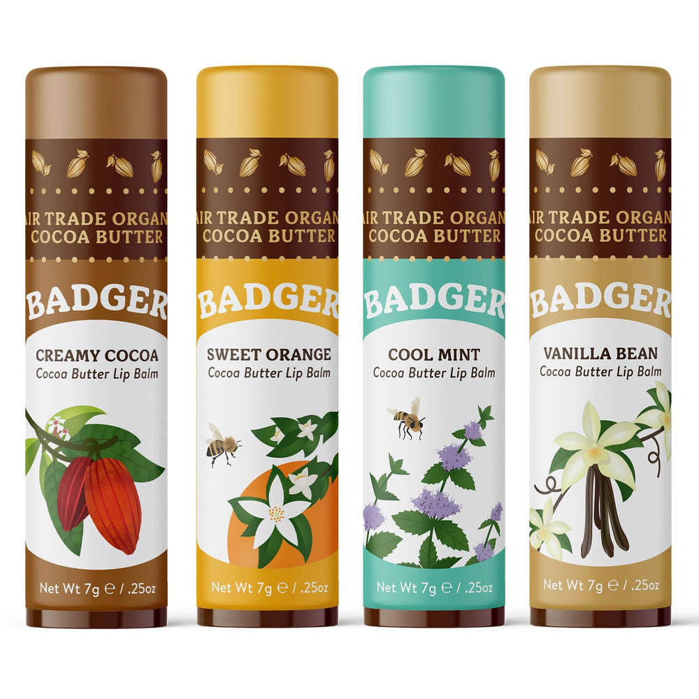 Ingredientes orgánicos: cacao, oliva y cera de abejas, Badger.