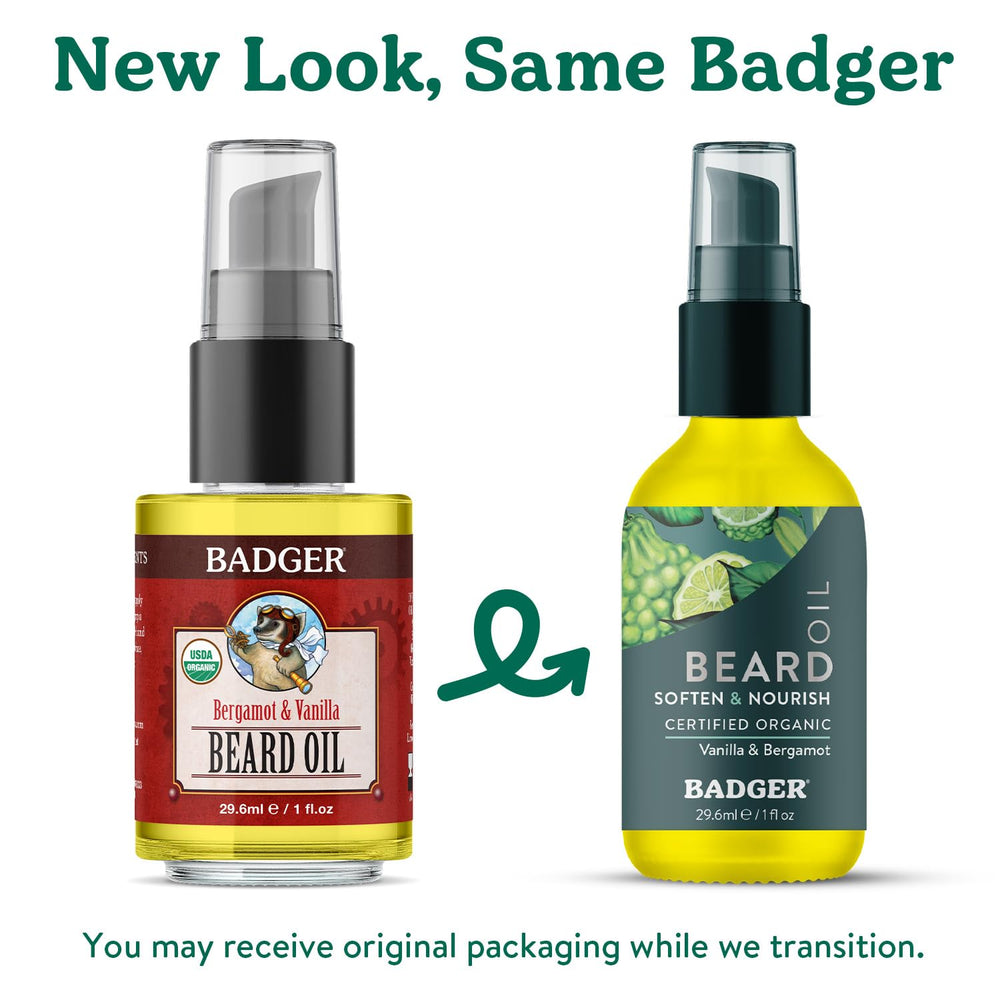Badger Beard Oil being applied to beard for softness.