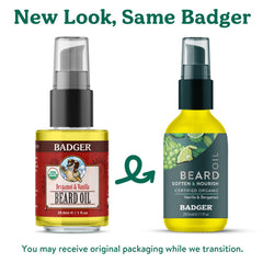 Badger Beard Oil being applied to beard for softness.