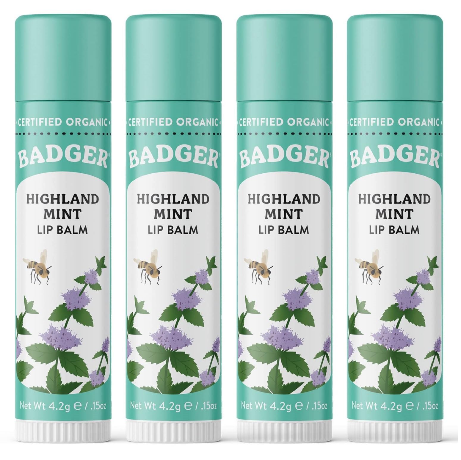 Badger Highland Mint bálsamo labial con hidratación duradera para labios secos