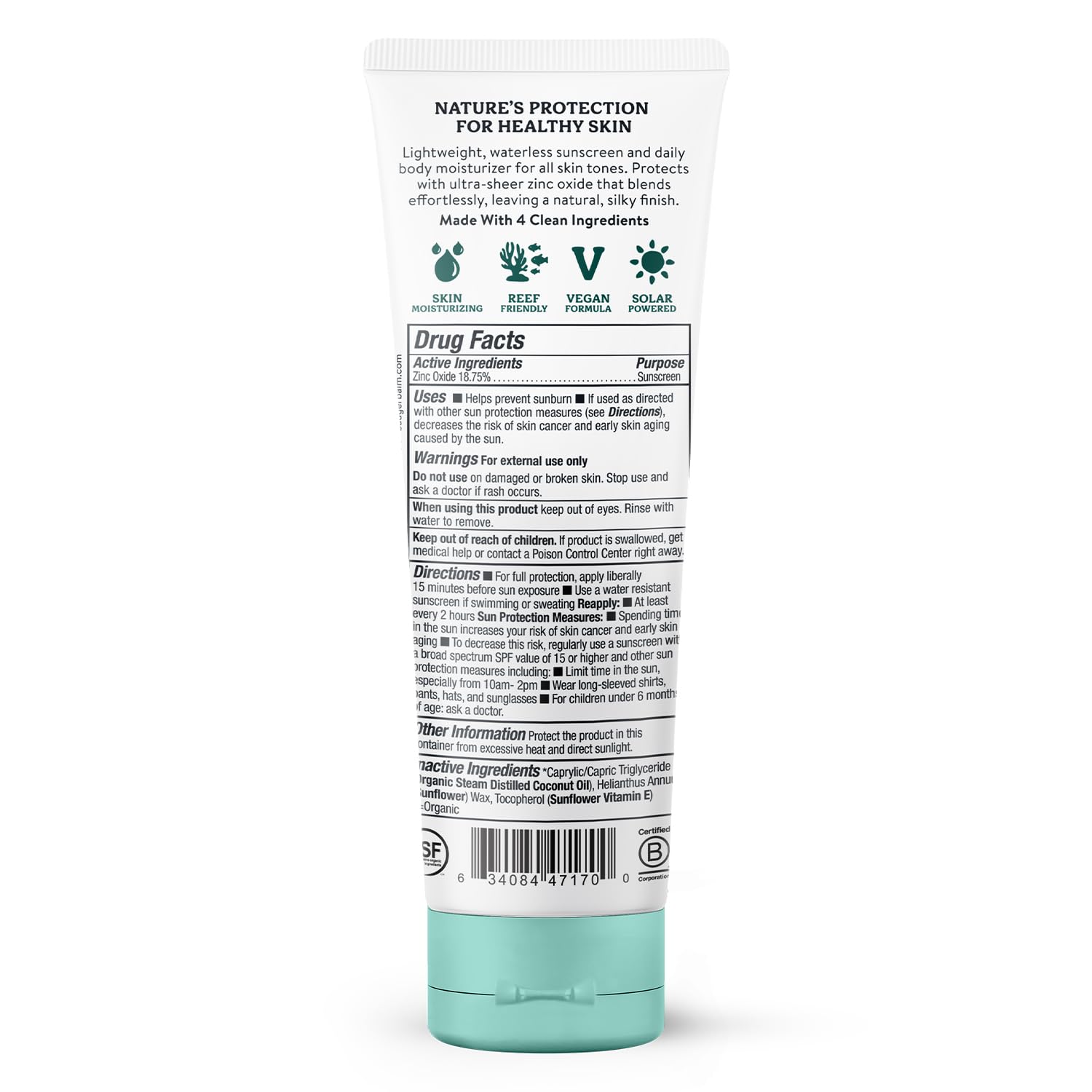 Badger Mineral Daily Sunscreen swatch on skin shows no white cast