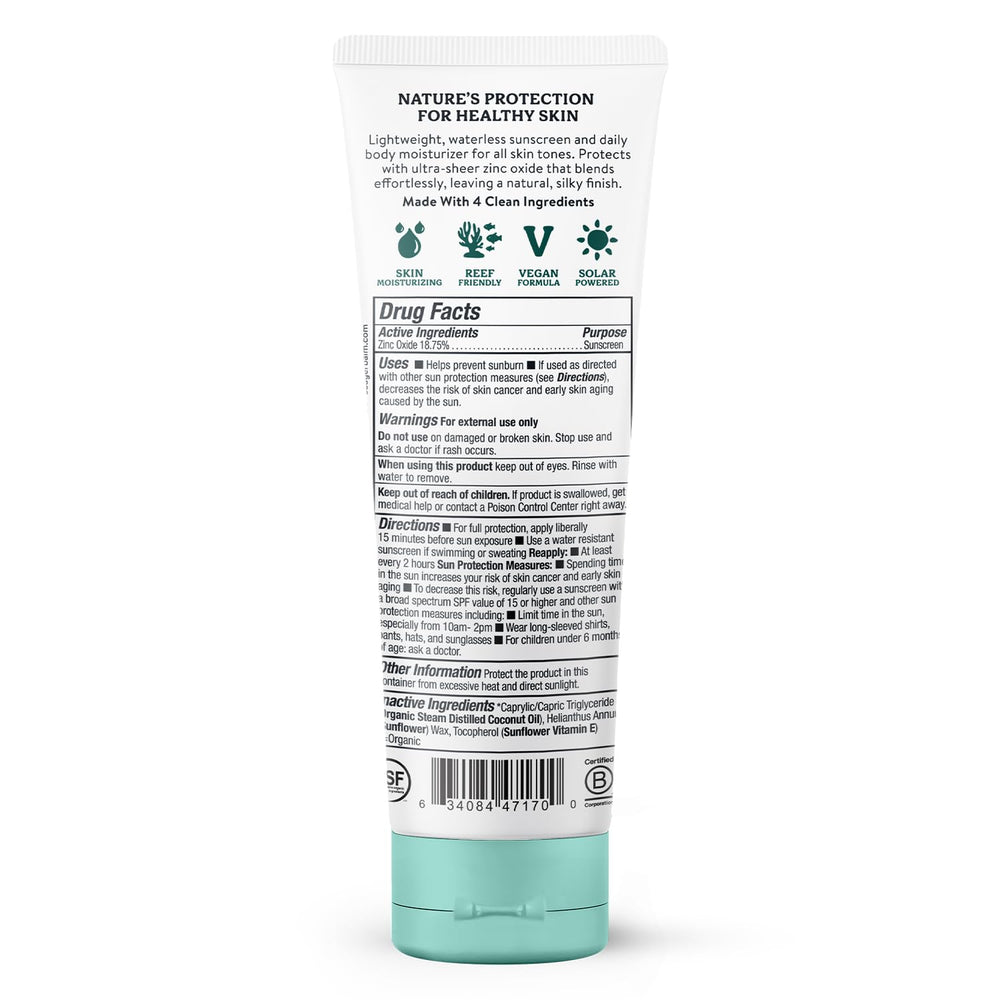 Badger Mineral Daily Sunscreen swatch on skin shows no white cast