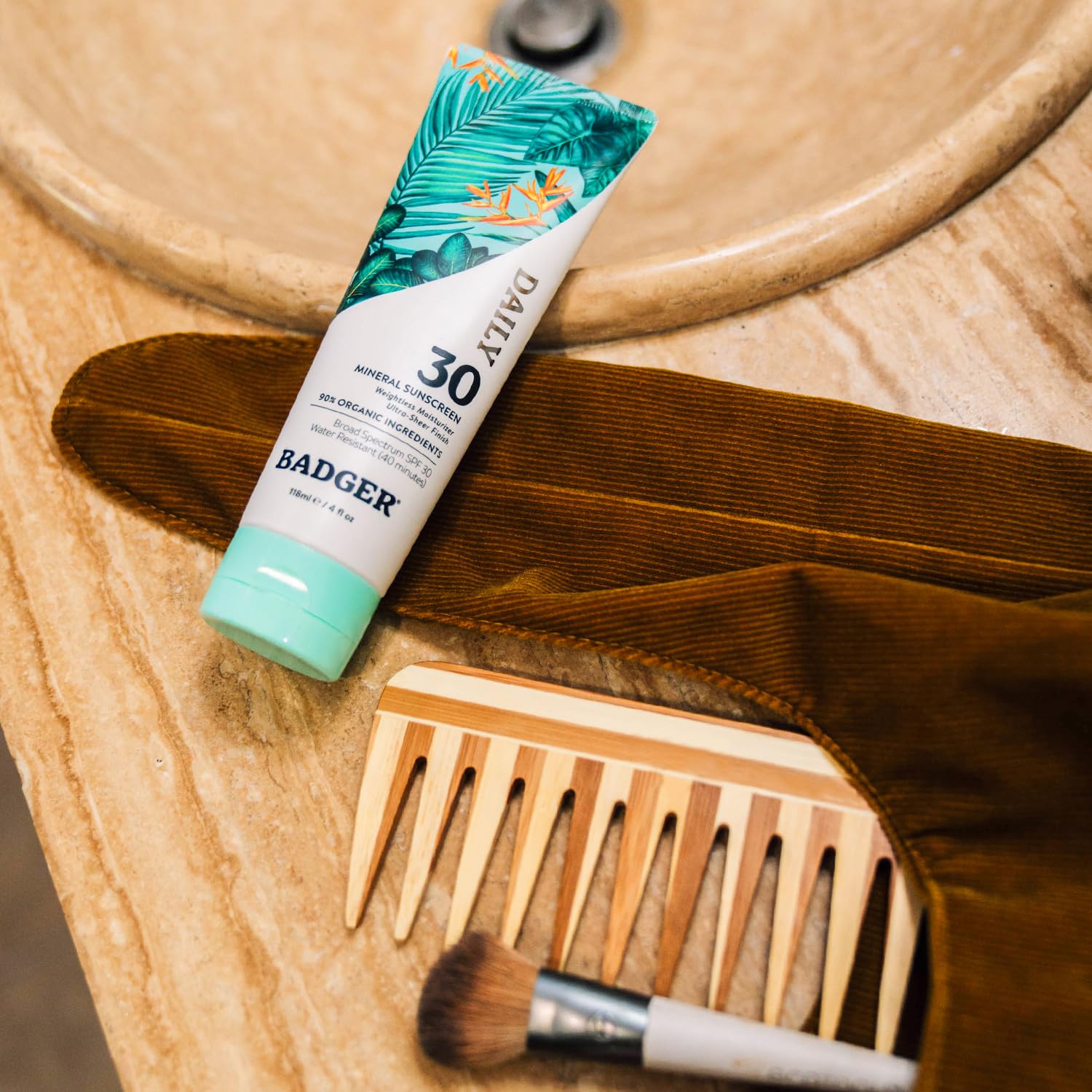 Badger Mineral Daily Sunscreen unscented formula ideal for sensitive skin outdoors