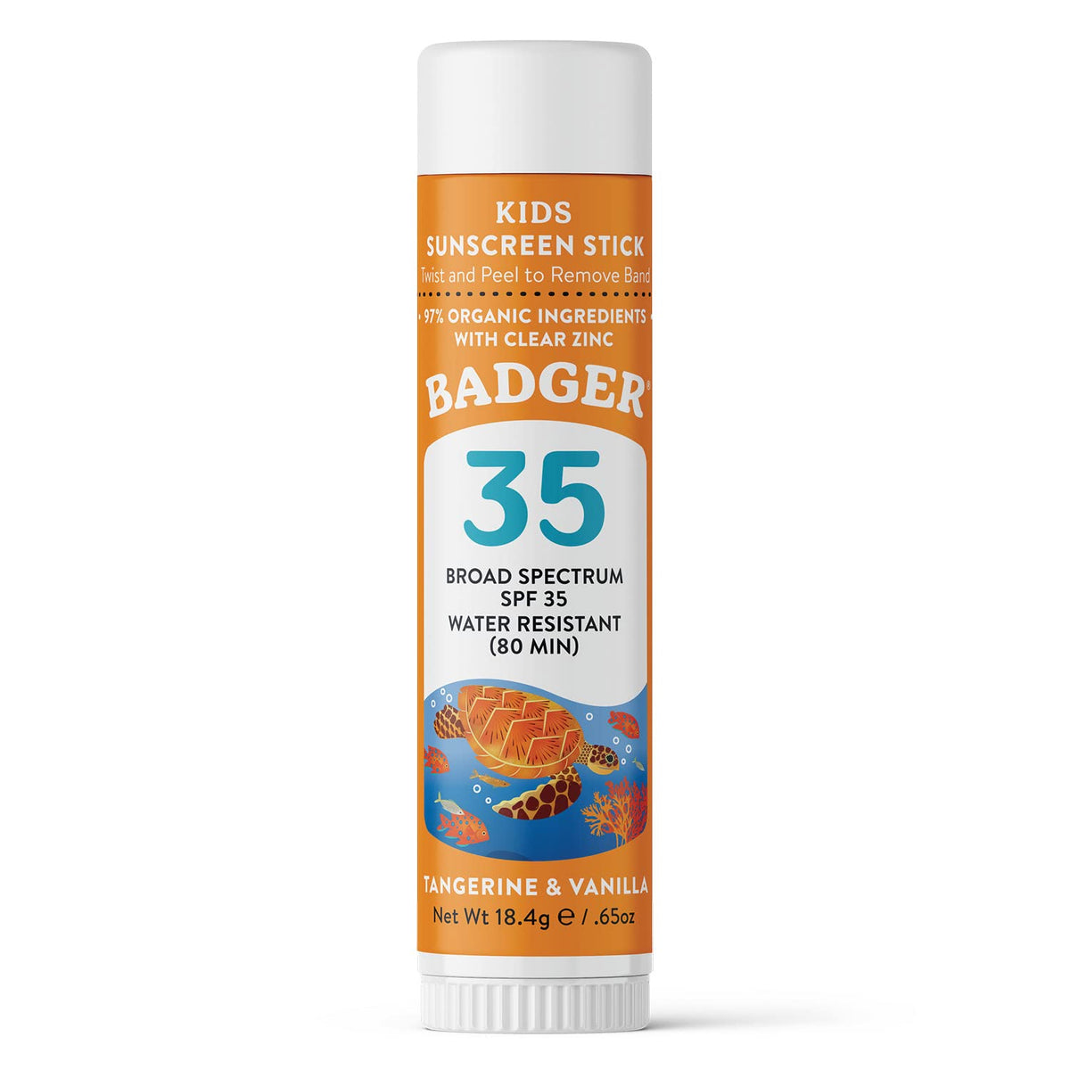 Badger Mineral Kids Protector Solar Barra en empaque práctico para viajes.