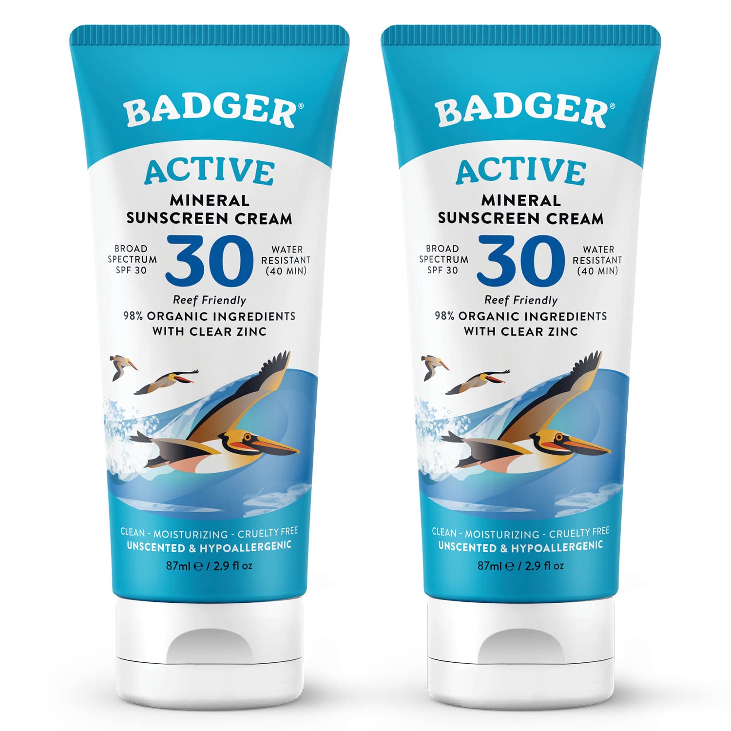 Badger mineral sunscreen cream SPF 30 bottle ready for outdoor protection and easy tucking in bags