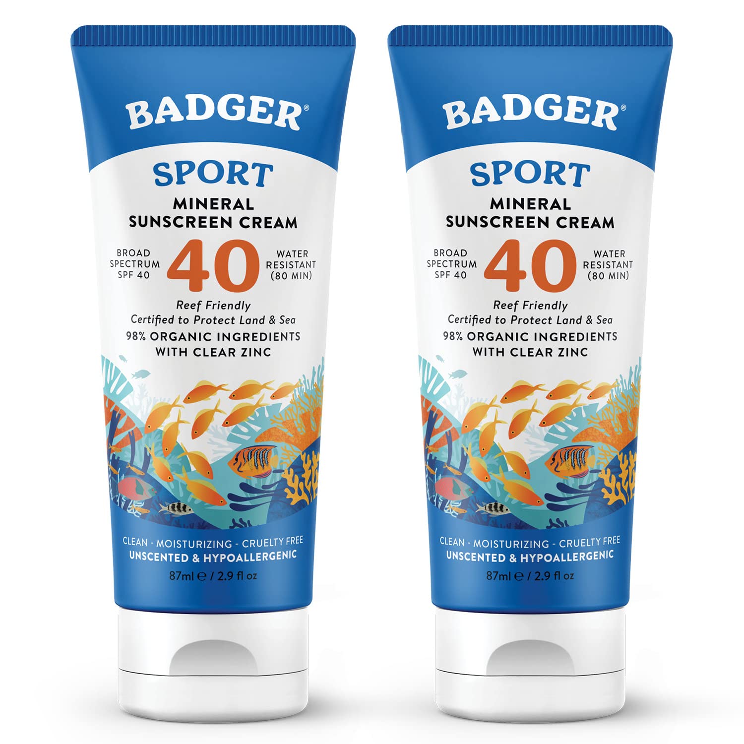 Badger reef safe sport sunscreen unscented finish protects skin during outdoor activity