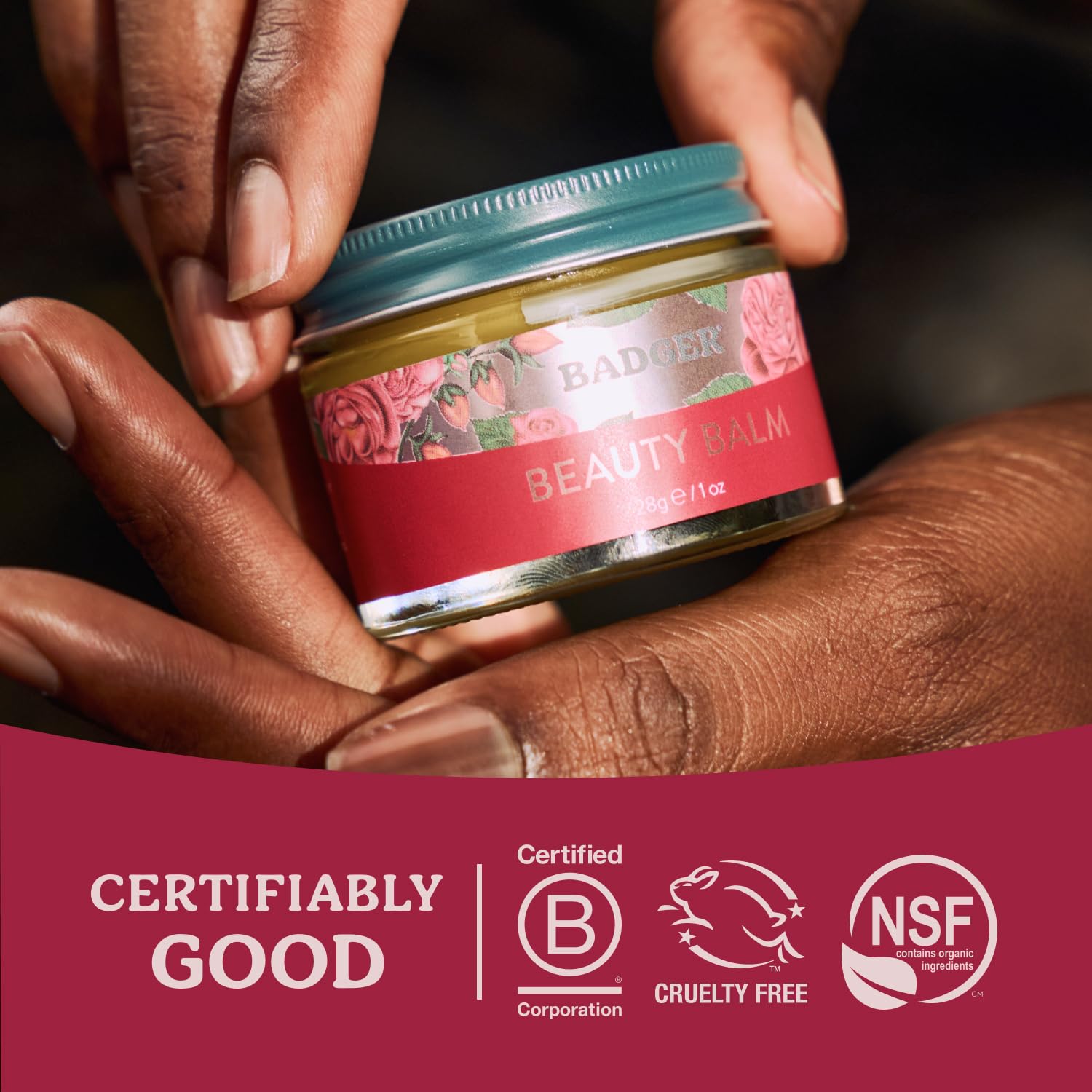 Badger Rose Beauty Balm ideal para rituales de bienestar en casa.